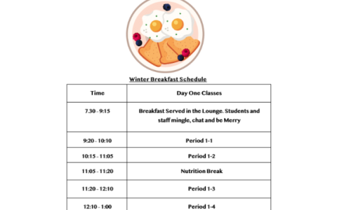 Winter Breakfast Schedule