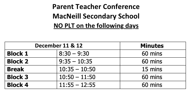 Parent Teacher Conference December