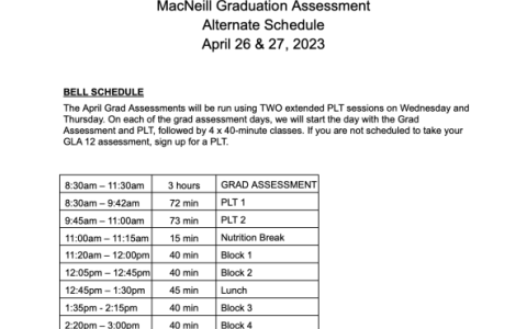 Alternate Schedule GLA April 26 & 27 2023