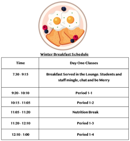 Winter Breakfast Schedule