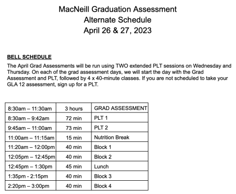 Alternate Schedule GLA April 26 & 27 2023